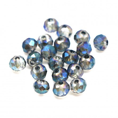 Бусины кастрюли 4*3мм, прозрачный серый с синим